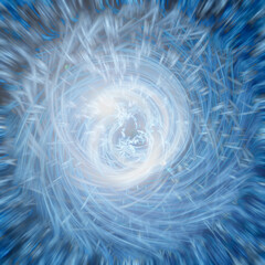 Curve and spiral light effect. Blue abstract background.