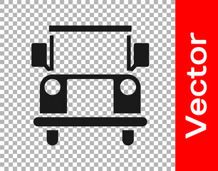 Black School Bus icon isolated on transparent background. Public transportation symbol. Vector Illustration.