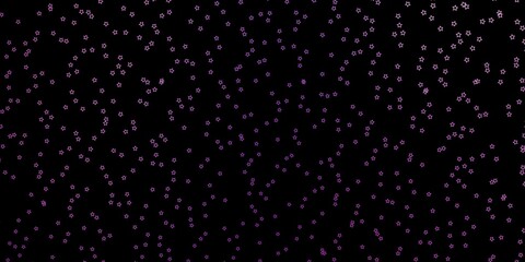 Dark Purple, Pink vector background with colorful stars.