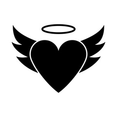 Obraz premium Valentine Heart With Wings And Halo Icon