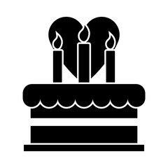 Cacke With Candles And Heart Icon
