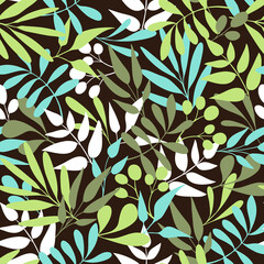 Dark pattern with exotic leaves. Tropical leaf Wallpaper, Luxury nature leaves pattern design. Hand drawn outline design for fabric , print, cover, banner and invitation, Vector illustration.