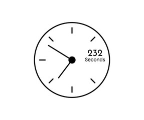 232 seconds Countdown modern Timer icon. Stopwatch and time measurement image isolated on white background