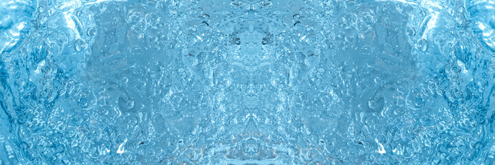 blue transparent clean drinking water abstract background. water surface with air bubbles background