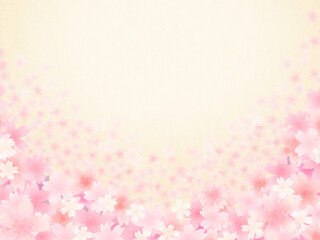 咲き誇る満開桜　ベージュ背景