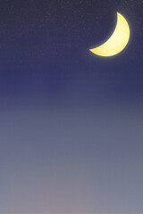 Obraz na płótnie Canvas 三日月と夜空の背景　縦