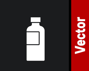 White Fitness shaker icon isolated on black background. Sports shaker bottle with lid for water and protein cocktails. Vector.