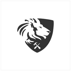 lion shield construction logo design. ready use