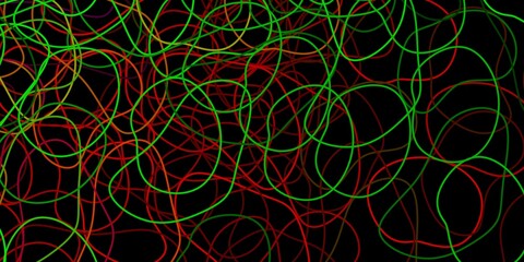 Dark green, red vector backdrop with chaotic shapes.