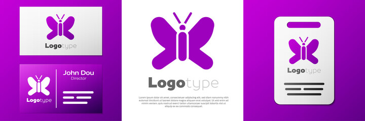 Logotype Butterfly icon isolated on white background. Logo design template element. Vector.