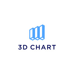 3d chart logo vector with modern simple design and blue color