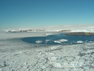 Naklejka na ściany i meble antarctica ice icebergs sea snow winter day