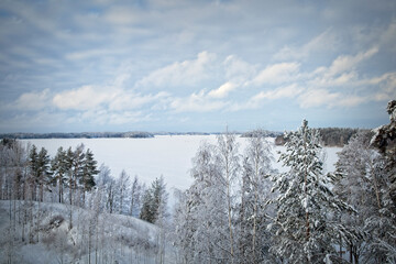 snowy scenery in Huhtiniemi Lappeenranta, Finland