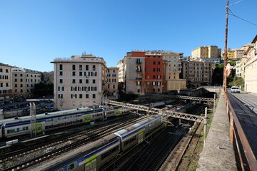 Fototapeta premium Stazione ferroviaria di Genova Brignole con le due gallerie verso Genova Principe