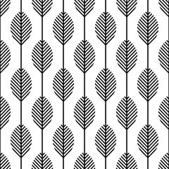 Scandinavian folk art seamless vector pattern with leaves in minimalist style