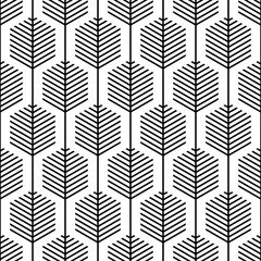 Scandinavian folk art seamless vector pattern with hexagons and lines in geometric style