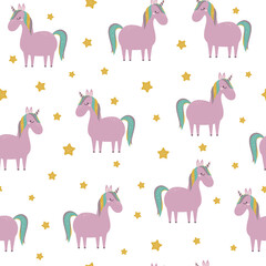 seamless pattern with cute unicorn, baby print