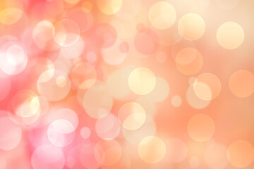 Abstract blurred fresh vivid spring summer light delicate pastel pink orange bokeh background texture with bright circular soft color lights. Beautiful backdrop illustration.