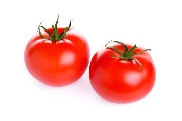 Red ripe tomatoes isolated on white background