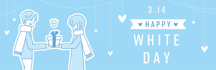 whiteday　ホワイトデー　ハート　バナー　POP　横長