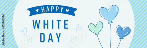 Fototapete Whiteday ホワイトデー ハート バナー Pop 横長 はるきち