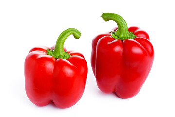Red bell peppers isolated on white background