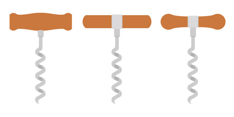 Wine corkscrew vector illustration isolated on white