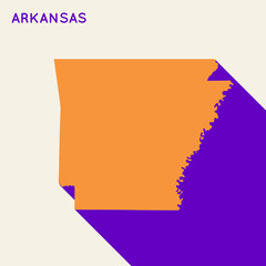 Arkansas map state neo modernism bauhaus abstract brutalism bold retro geometric cover design vector illustration