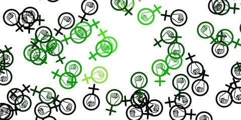 Light Green, Yellow vector template with businesswoman signs.