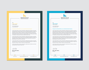 Yellow and blue Letterhead Design Template - vector