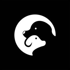 circular dog silhouette logo design