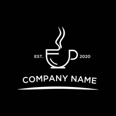 vintage cafe cup silhouette logo design inspiration