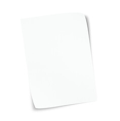 one sheet of white paper on isolated white background