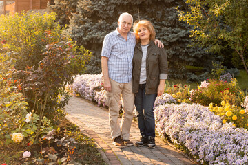 Fototapeta premium Old man and old woman as a couple. Healthcare lifestyle elderly retirement love couple together valentines day concept
