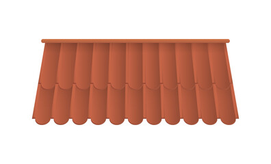 Tile roof isolated on white background. Roof for old houses. Cartoon style. Vector illustration.