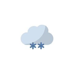 Snow and cloud. Flat icon. Isolated weather vector illustration