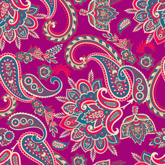 Seamless Paisley pattern in indian style. Floral vector illustration