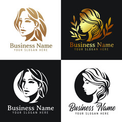 Female logo templates collection ,Women s beauty and fashion logo template Premium Vector