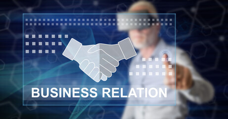 Fototapeta na wymiar Man touching a business relation concept