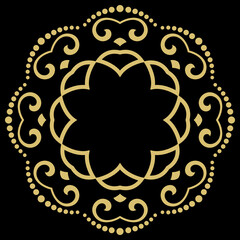 Elegant vintage vector round golden ornament in classic style. Abstract traditional black and golden pattern with oriental elements. Classic vintage pattern