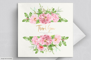 watercolor camellia flowers invitation card 
