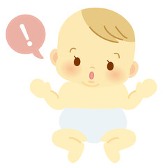 おむつ姿で困った表情の赤ちゃん 吹き出し ベビー全身イラスト103 Baby Poster Ba Kuroshimaharu