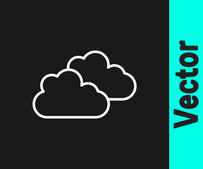 White line Cloud icon isolated on black background. Vector.