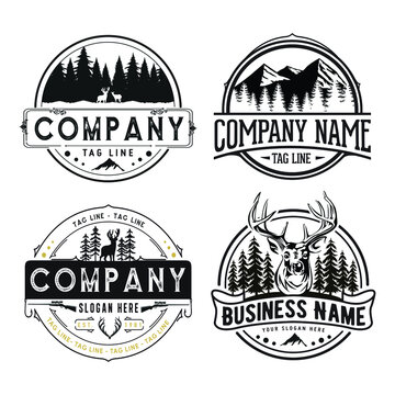 Outdoor retro emblems , mountain ,tree ,adventure set logo template