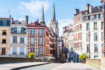 panoramic views of bayonne old town, France - obrazy, fototapety, plakaty