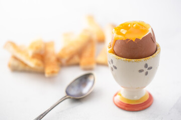 soft boiled egg in an egg cup