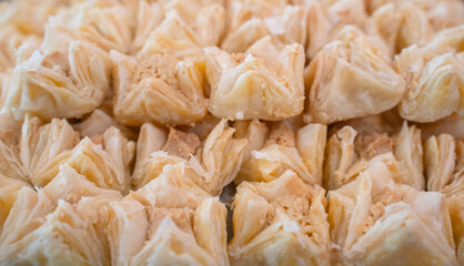 Boukaj Pyramid Baklawa an arabian sweet ,Walnut and Cashew Baklava