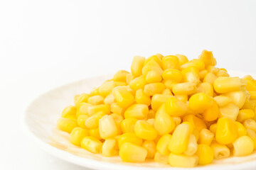 Canned corn on a white background