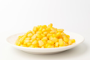 Canned corn on a white background