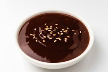 Pork cutlet sauce on a white background